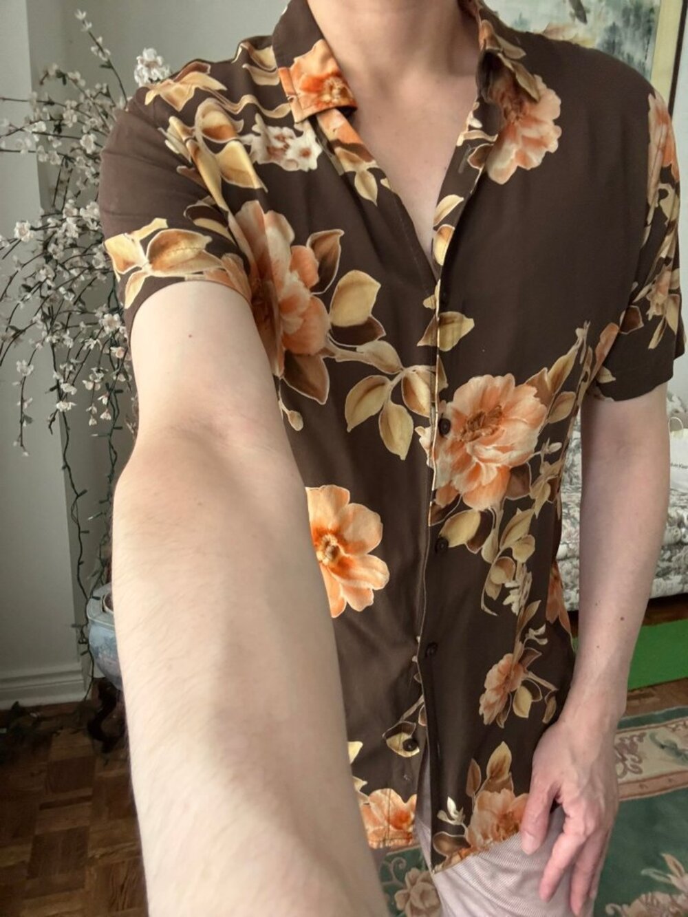 GUESS Slim Fit 100% Viscose Floral Camp Hawaiian Shirt S